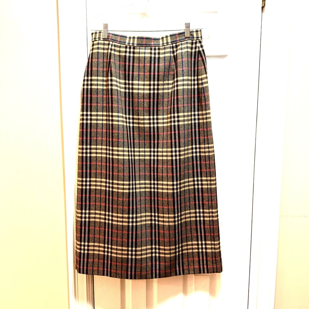 Evan Picone Wrap Plaid Maxi Skirt Sz 10 Wool Blend - Picture 2 of 12